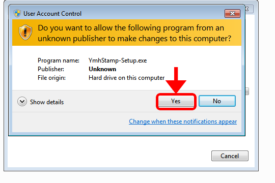 Windows demande l'autorisation d'installer (contrôle de compte d'utilisateur). Cliquez sur « Oui ».
