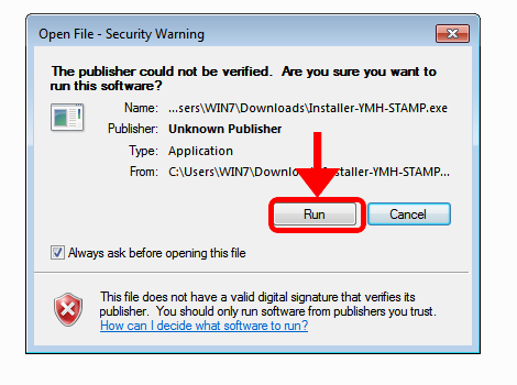 À l'ouverture de l'installeur, Windows affiche « L'éditeur n'a pas pu être vérifié » car le logiciel n'est pas encore signé. Cliquez sur « Exécuter ».
